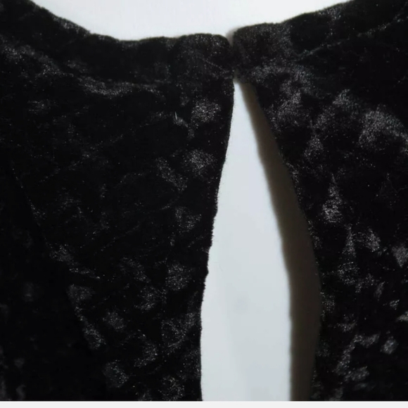 Burnout velvet black puff sleeve dress 6 S M cy - Picture 6 of 8